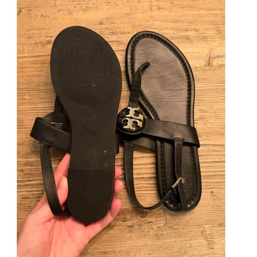 Tory Burch Bryce Flat Thong Sandals | Size 10.5 in Black